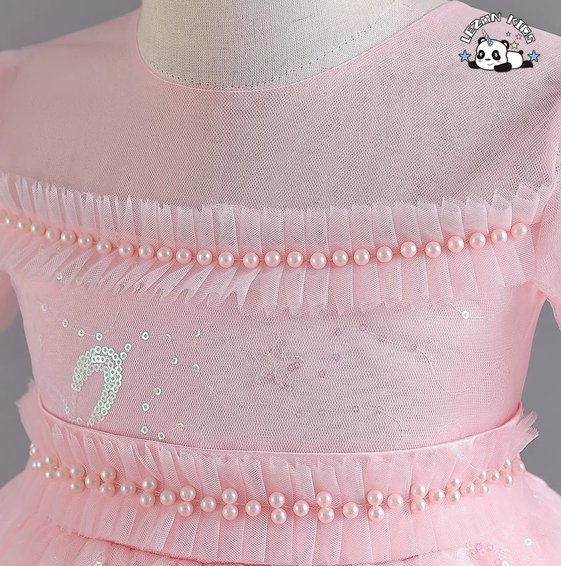 LEZONKIDS - Customizable Wholesale Multi Colors Beaded Sequin Girls' Princess Party Dresses Gown Kid Clothing Dress